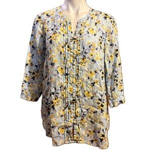 J. Jill love linen pintucked print tunic top Small